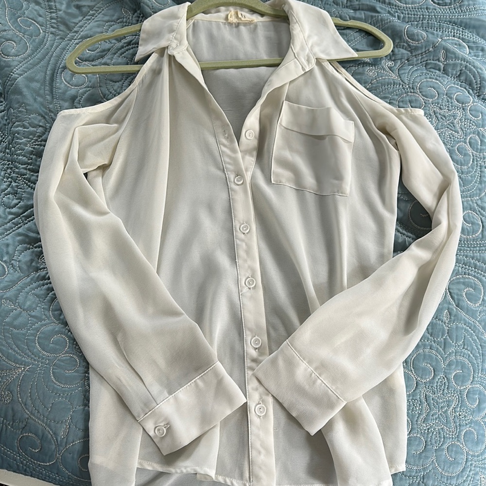 Urban Outfitters Chiffon button up shirt | Shoulder Cut Out